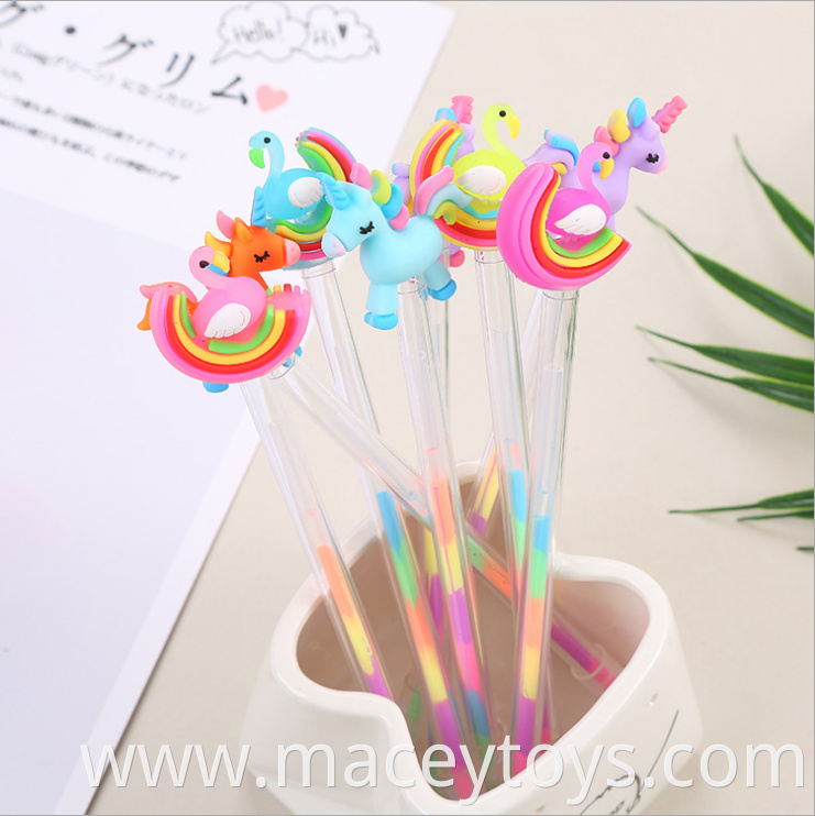 Creative rainbow neutral 6 color pen DIY highlighter pastel cartoon swan pony modeling highlighter